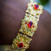 Gold Ruby Flower Bracelet