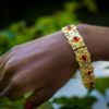 Gold Ruby Flower Bracelet